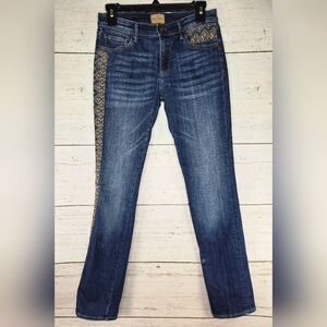 Driftwood Audrey Embroided Slim Straight Leg Classic Fit Denim Jean Women's 26